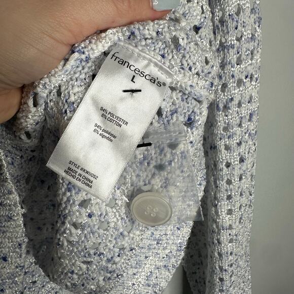 Mi Ami Women’s Patsy Speckled Front Button Down Pointelle Cardigan Size L NWT - Picture 6 of 8